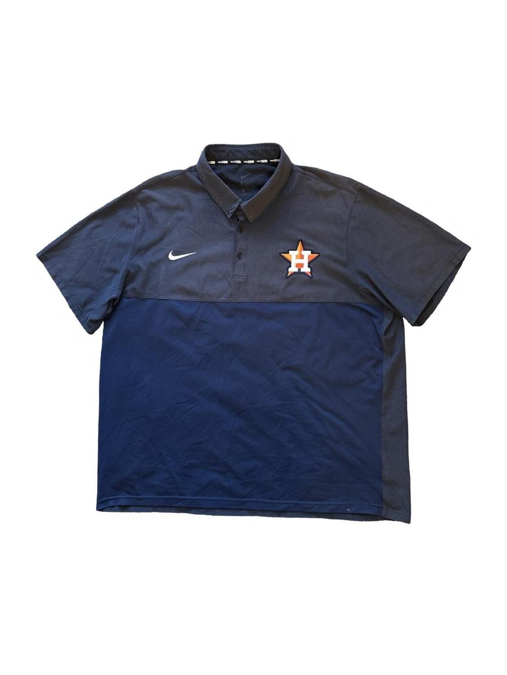 Nike Houston Astros Blue Dri Fit MLB Collection BSBL Polo Shirt Men's Size 3XL